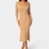 Long Sleeve Scoop Neck Sweater Midi Dress